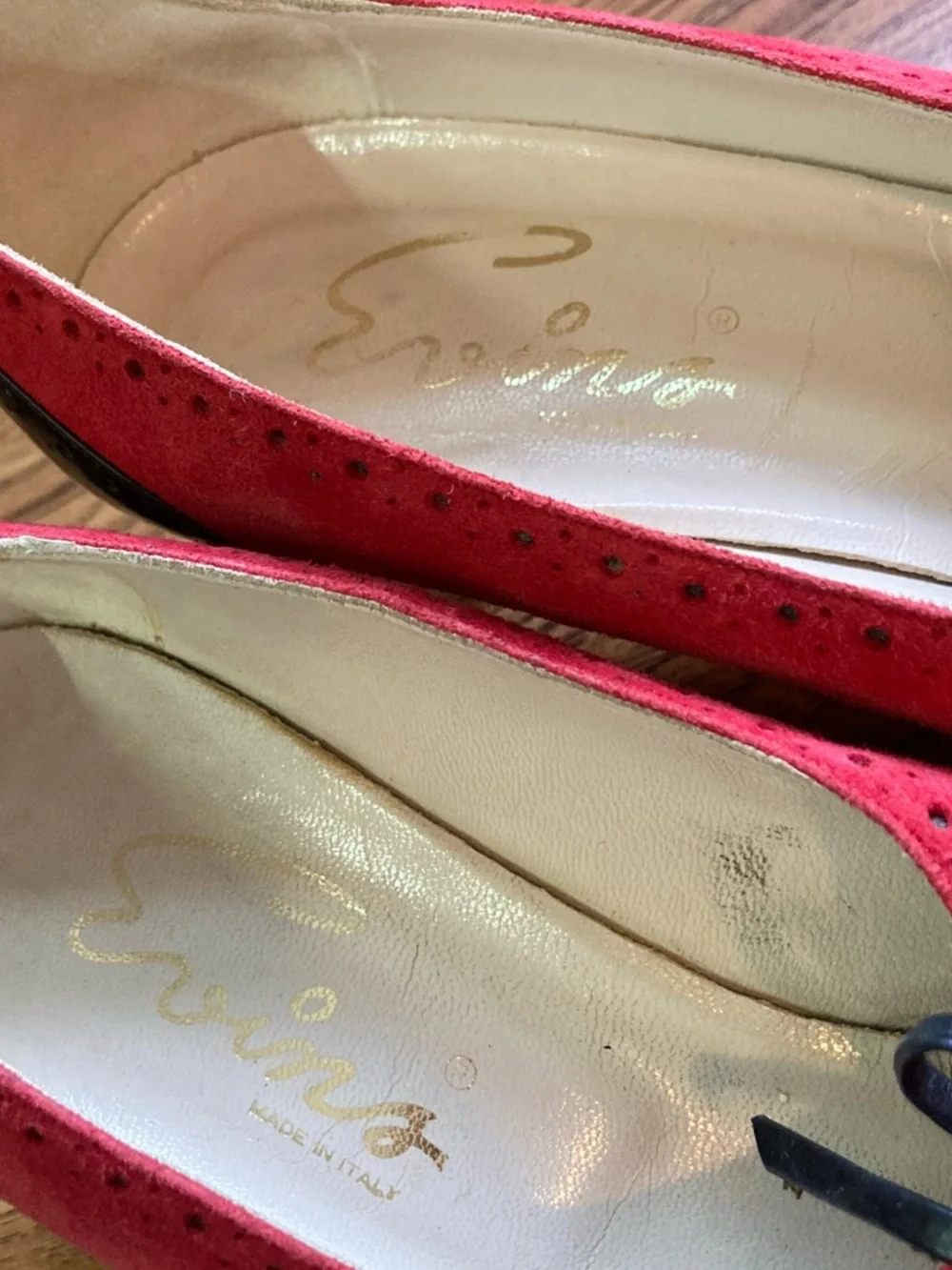 Vintage Evins Red Suede Heels 6.5